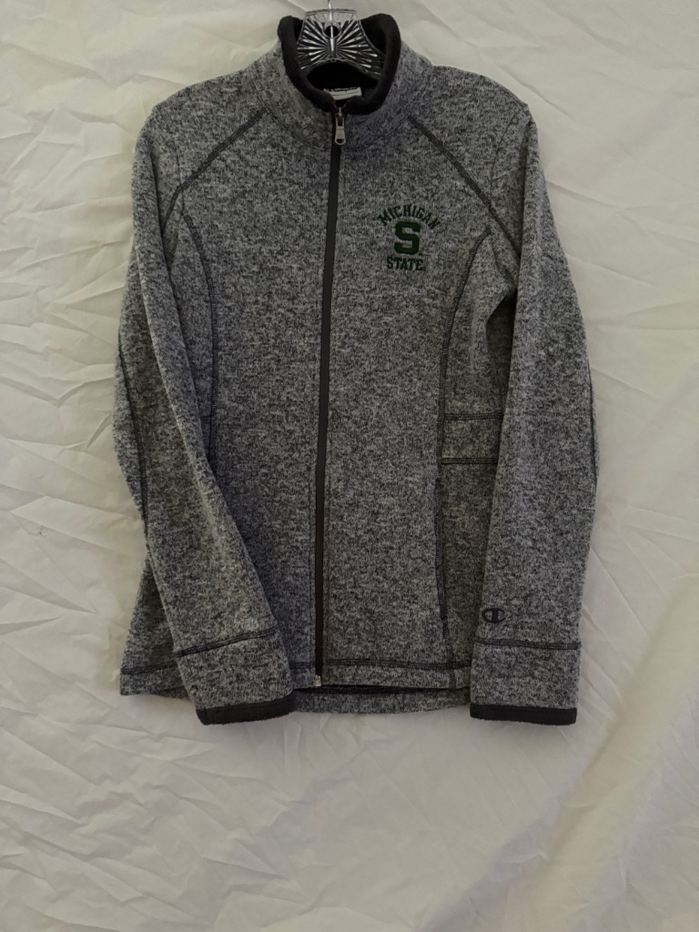Champion Gray Full-Zip Michigan State Sweater Jacket